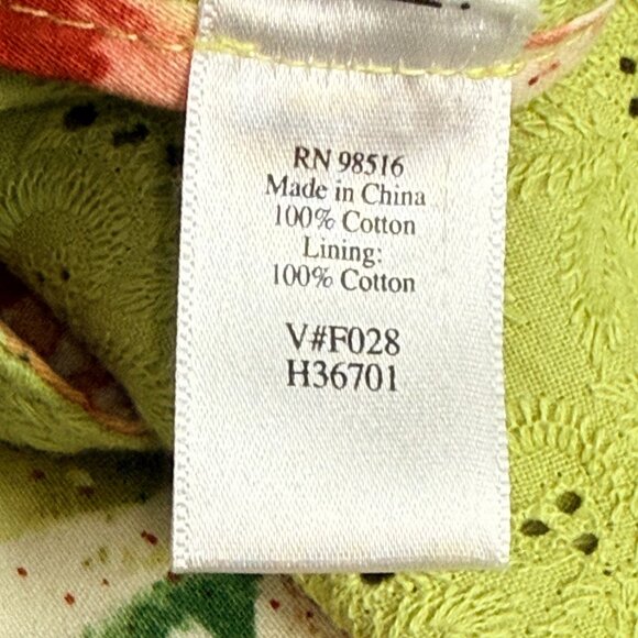 COLDWATER CREEK Shirt Womens M Green Cotton Eyelet Button Front Long Sleeve - Picture 7 of 8